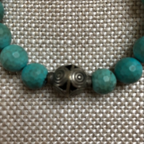 Sisco Bracelet Turquoise Stretch Silver Stackable - Picture 2 of 3